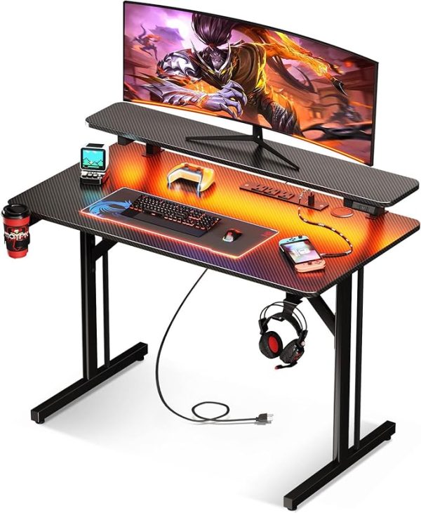 Small Gaming Desk with LED Lights